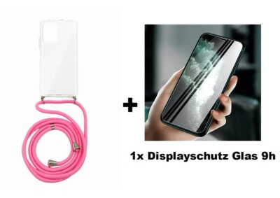 Handykette Rosa + Displayschutz Glas 9h für Samsung A16 A26 A36 A55 A56 S25