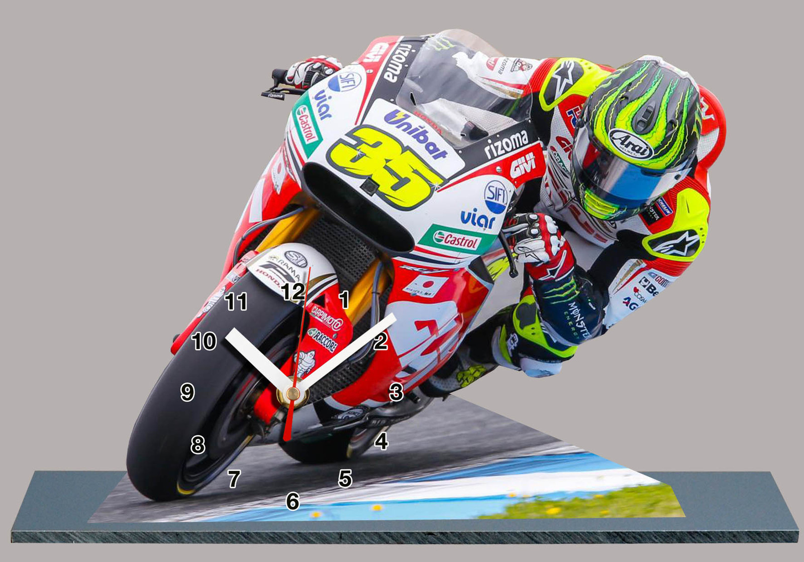 Horloge Miniature Moto GP Honda Cal Crutchlow Idée Cadeau Fan de Moto