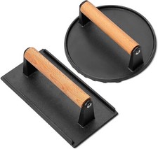 2 Grill Press for Steak, Cooking Egg Ring, Burger, Bacon Food - Weight Flat Iron