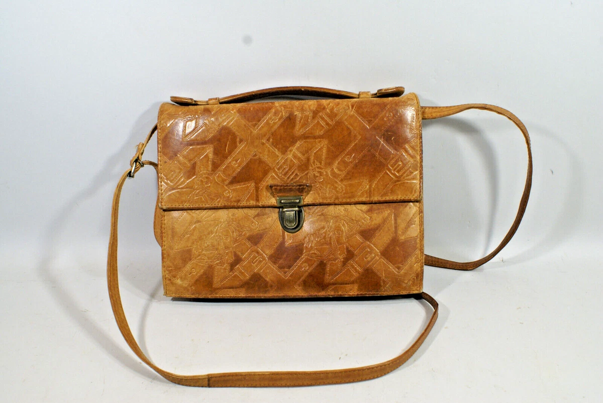 Sac en cuir finition croco, marron glacé - Perrine & Antoinette