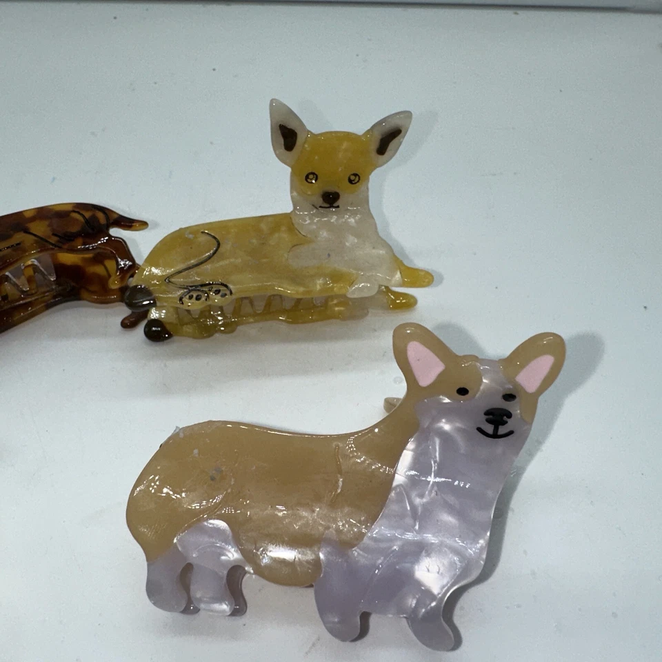 Розовые льняные эмалированные заколки для собак всего 4 заколки для мопсов корги докси чихуахуа - Изображение 4 из 4