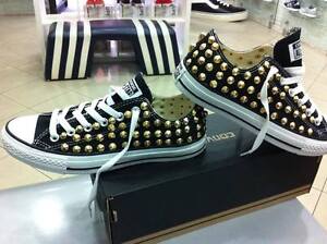 Scarpe Converse Nere Basse Borchiate con Borchie Oro Skull Gold Teschi  Clean | eBay