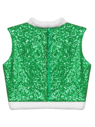 Kids Christmas Vest Sleeveless Santa Elf Waistcoat Faux Fur Hem Jacket Coat - Picture 27 of 75