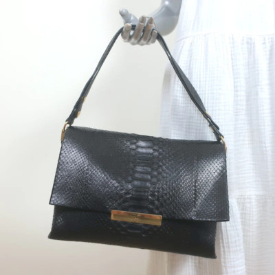 Celine Blade Shoulder Bag Black Snakeskin Medium Crossbody