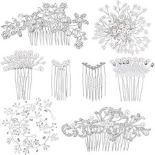 44 Pieces Wedding Hair Accessories: Faux Pearl Crystal Comb Classic Style