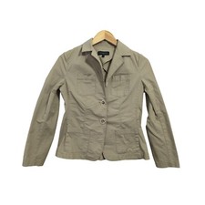 Talbots Blazer Womens 2 Petite Khaki Cotton Blend Stretch Unlined Preppy