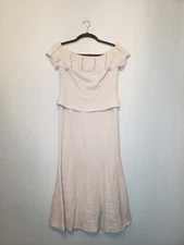 Daymor Couture Womens 10 Formal Midi Dress Green Rhinestone Off The Shoulder 