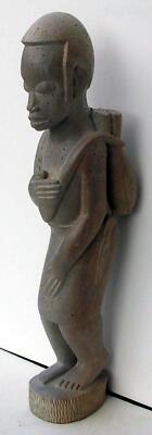 African or Oceanic Objects, Stehend Figur Carrying Beutel, Carved Stein Sculp