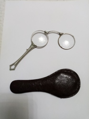 Binokel Lorgnon Lorgnette Stielbrille klappbar Jugendstiel. Signiert "PLATIN" - Bild 2 von 4