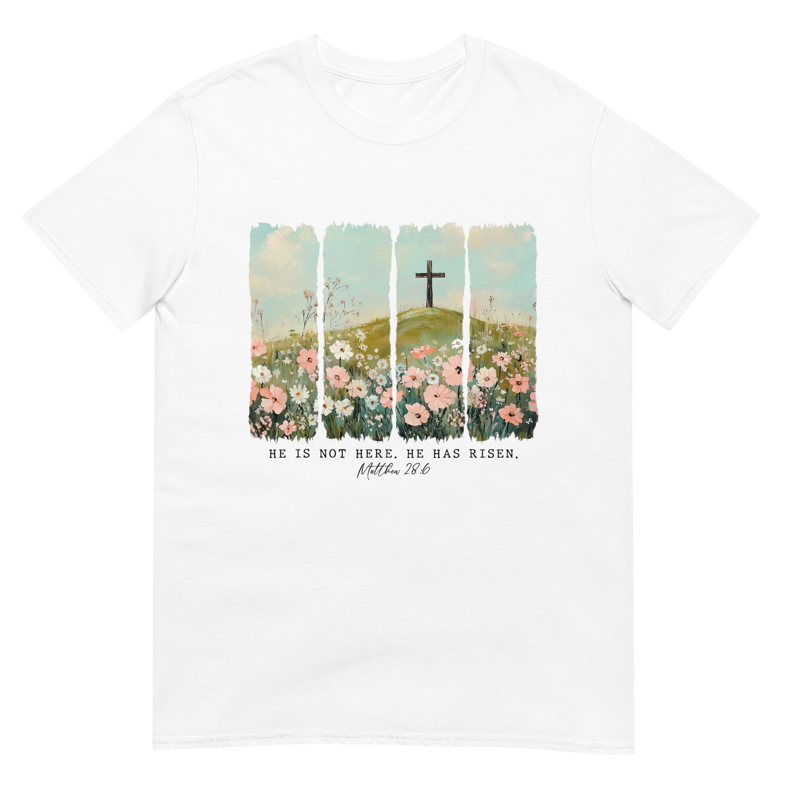 He Is Risen Easter Wildflower Christian Women Girls T-Shirt