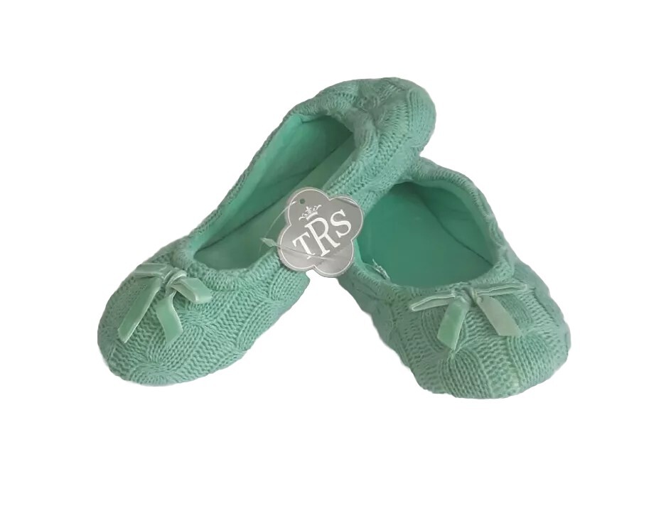 APL Pantofole da ballo a maglia con cavo (S 5 6) verde come nuove suola antiscivolo nuove con etichette