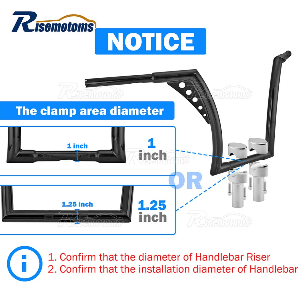 Cubierta superior cromada 2" manillar elevadores abrazadera para Harley Dyna Softail Sportster XL Foto 2 de 4
