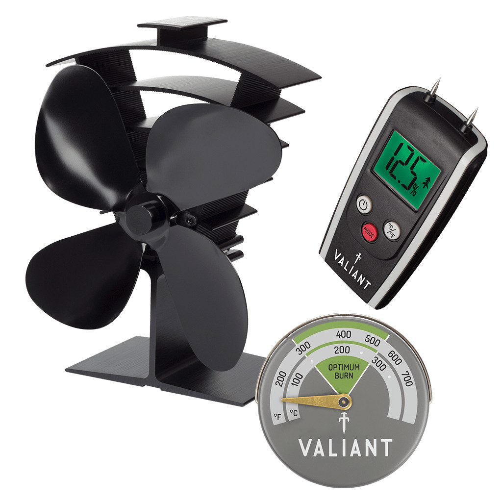 Valiant Premium IV Fan, Moisture Meter and Green Stove Thermometer Bundle