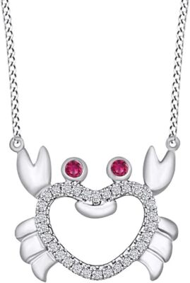 Ocean Sea Cute Animal Pendant 18'' Necklace CZ White 925 Sterling Silver