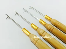 4 Hook Pulling Needle for i tip hair extension micro rings latch hook crochet 