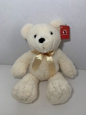 MS Teddy Bear Inc plush off-white cream teddy bear neck ribbon bow