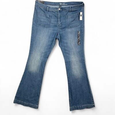 Gap Jeans Flare Light Indigo Old Stock Mid Rise Pockets Retro Blue Womens 18