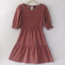 Wild Fable Women's Pink Floral Smocked Tiered Cottage Dress Size S