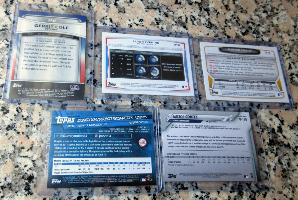 Tarjeta de novato 2022 NY Yankees Hot 5 RC Cole Cortes Severino Taillon Montgomery Foto 2 de 2