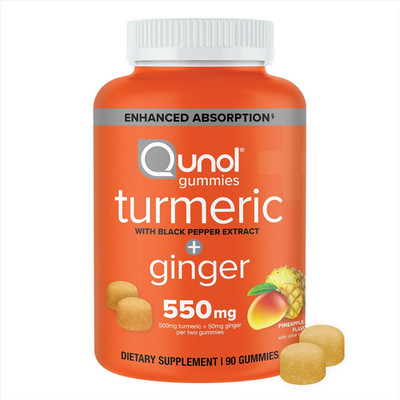 Turmeric Ginger Gummies with Black Pepper, 95% Curcuminoids, Joint Support, 90ct