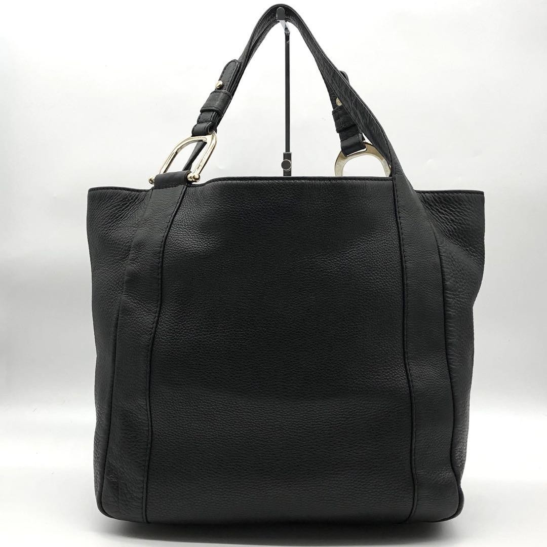 Gucci Large Black Leather Tote with Gold Hardware A4 Size Rare New