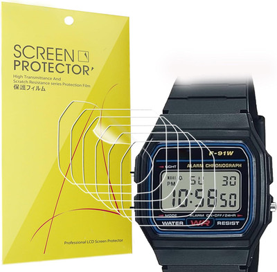 F91W-1 Screen Protector, [6 Pack] Full Coverage TPU Clear Film Compatible with F