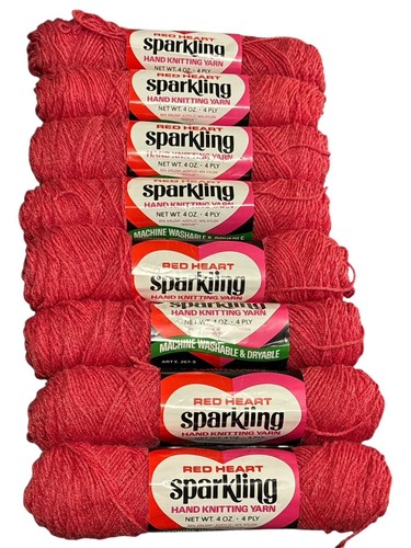 Vintage Red Heart funkelndes Handstrickgarn in rot: Menge 8: je 4 Unzen
