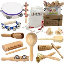 Musical Instruments , Natural Eco-Friendly Wooden Percussion Set Gift with St...