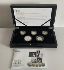 The Royal Mint 2019 UK Silver Proof Piedfort Coin Set - complete D19PFCS