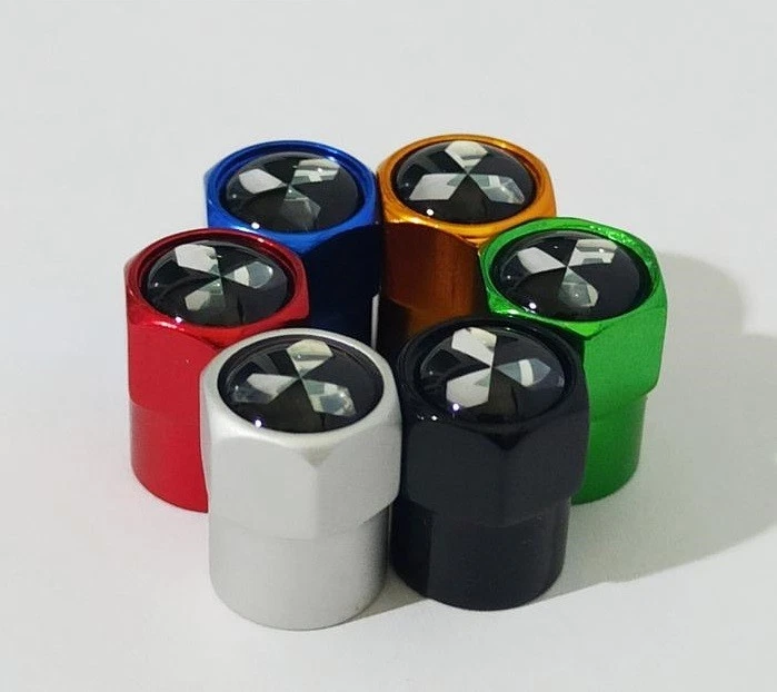 Compatible con Tapas de vástago de válvula de neumático Mitsubishi 4 piezas aluminio anodizado azul Foto 2 de 3