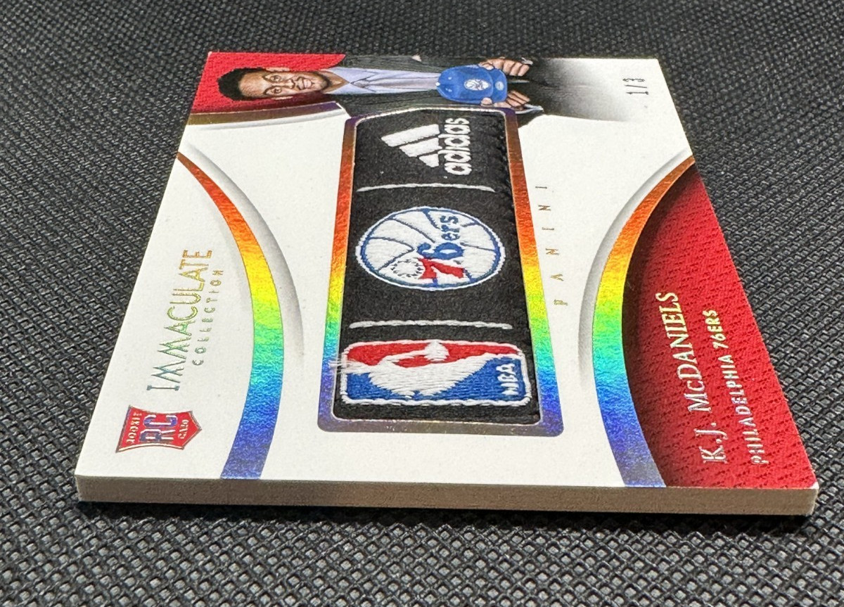 2014 Immaculate PLAYER CAPS LOGOMAN 76ers TEAM LOGO HAT PATCH K McDaniels #'d /3 view 10