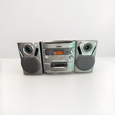 Emerson MS9700 6-CD Changer Stereo System Cassette AM FM Radio Silver Used