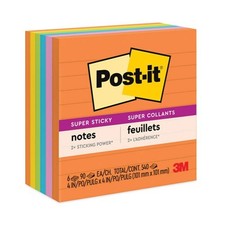Post-it Pads in Energy Boost Collection Colors, 4"x4", 90 Sheets/Pad, 6 Pads/PK