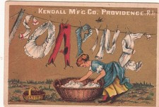 Kendall Mfg Providence RI Soapine Clothesline Wash Day Vict Card c1880s