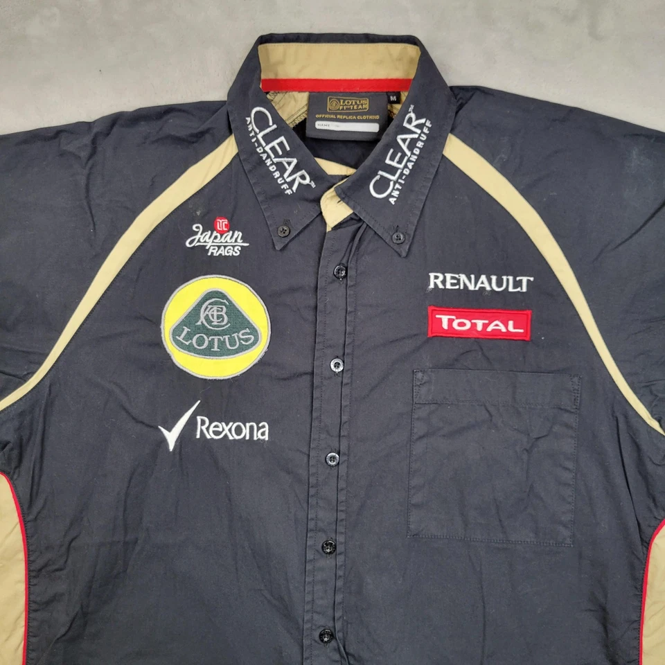 Lotus F1 Team Shirt Men Medium Button Up Racing Team Race Renault Pit Crew Patch - Image 2 of 4