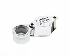 JEWELERS LOUPE 10X POWER DIAMOND DOUBLET LOUPE SILVER MAGNIFIER TOOL S/STEEL