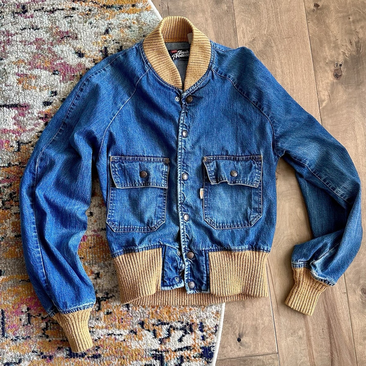 Levi's Fresh Produce Vintage 70's Denim Jacket with Ribbed Trim