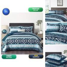 NEWLAKE Cotton Quilt Set King Size Boho Chic Pattern