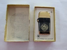 Vintage Scripto Goldenglo VU-Lighter P.L. CO. Gold & Black in Original Box