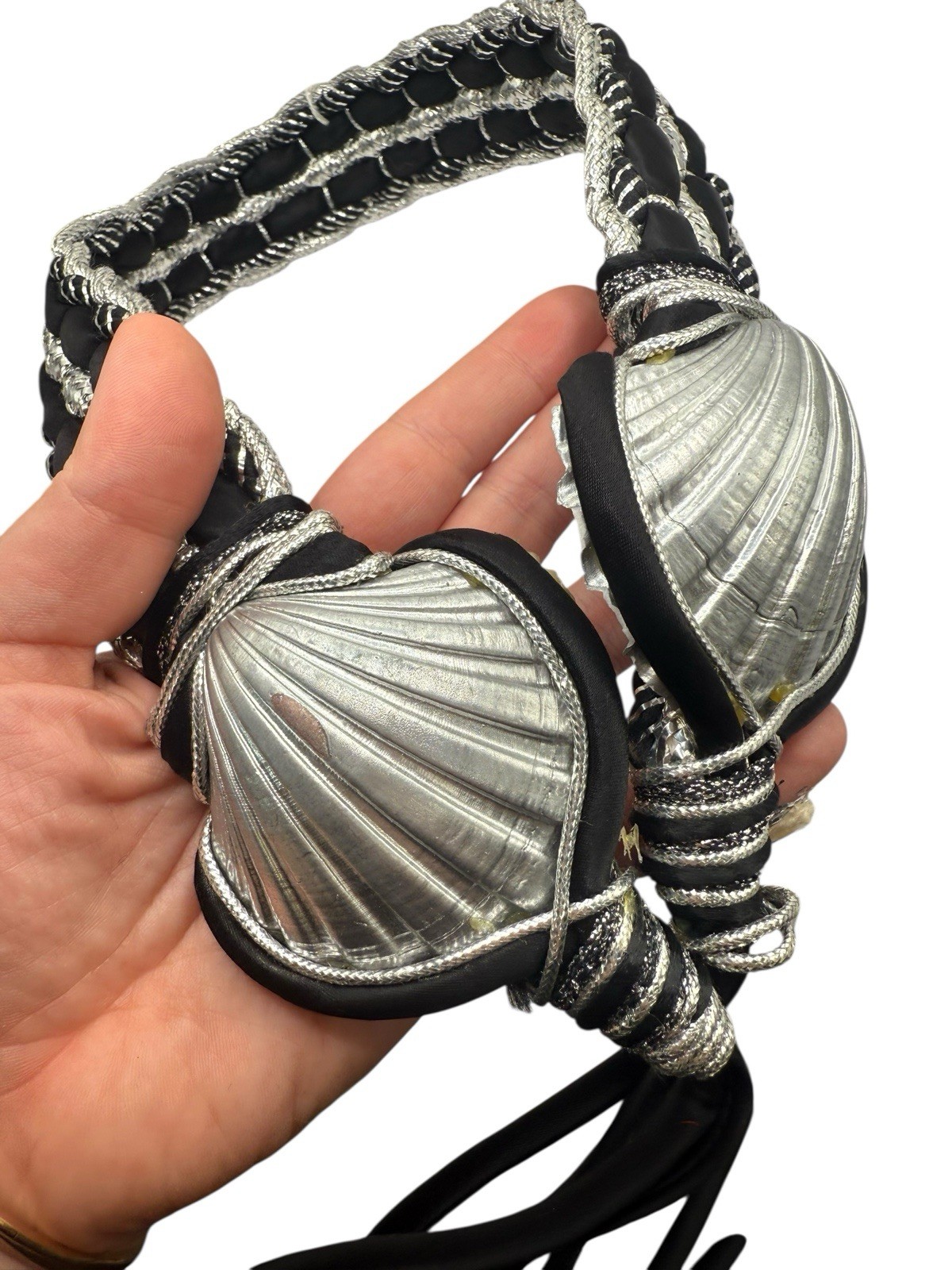 Vintage 1980’s Statement Seashell Shells Silver B… - image 7