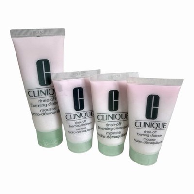 4 x Clinique Rinse Off Foaming Cleanser Mousse 4.7 Fl oz Total Face Wash Bundle