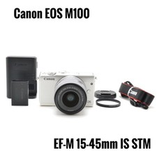 Canon EOS M100 Mirrorless 24.2MP APSC w EF M 15 45mm IS STM Lens White WiFi Auth