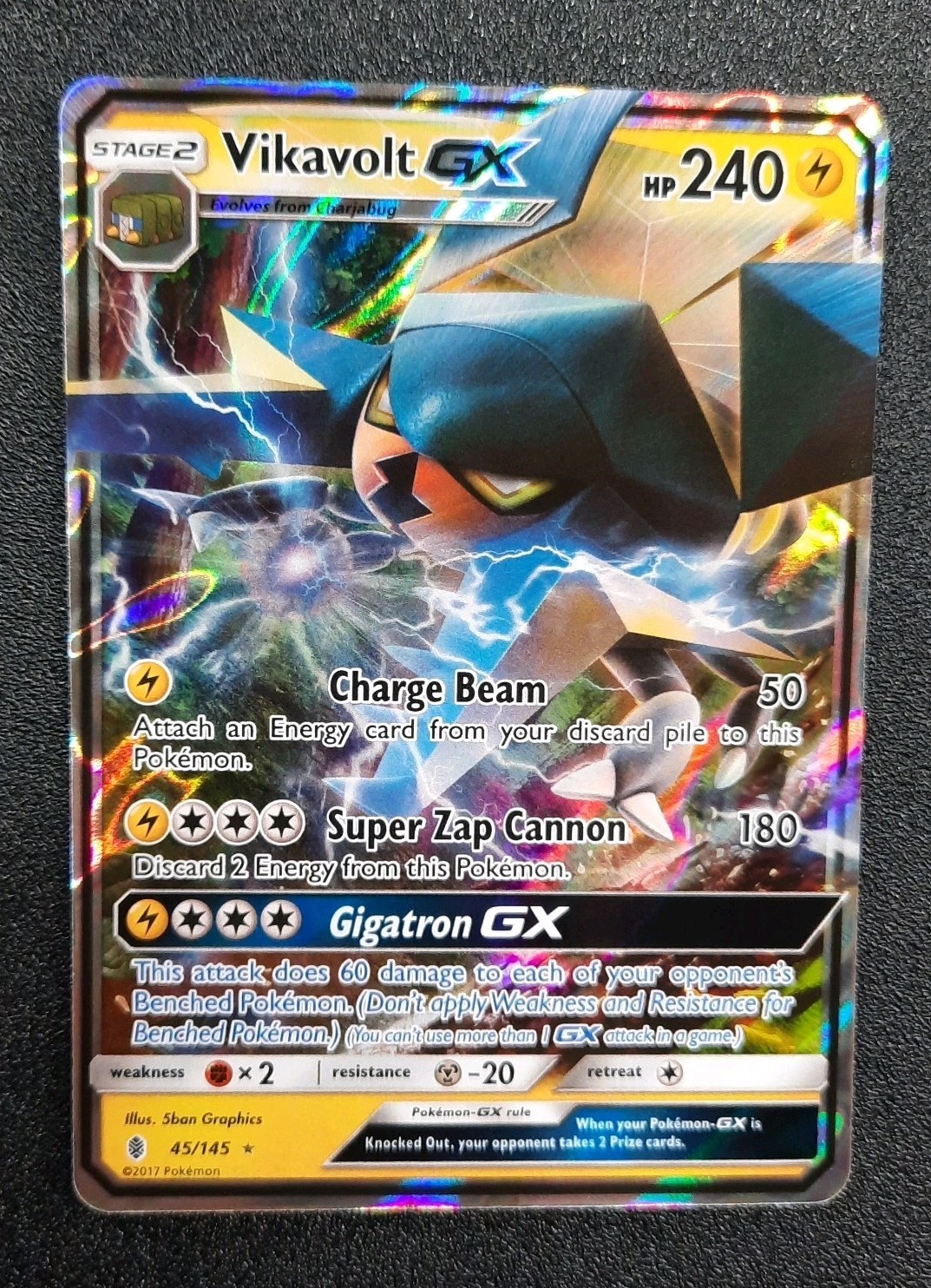 Pokemon TCG Vikavolt GX Holo Guardians Rising English 2017 Near Mint 45/145