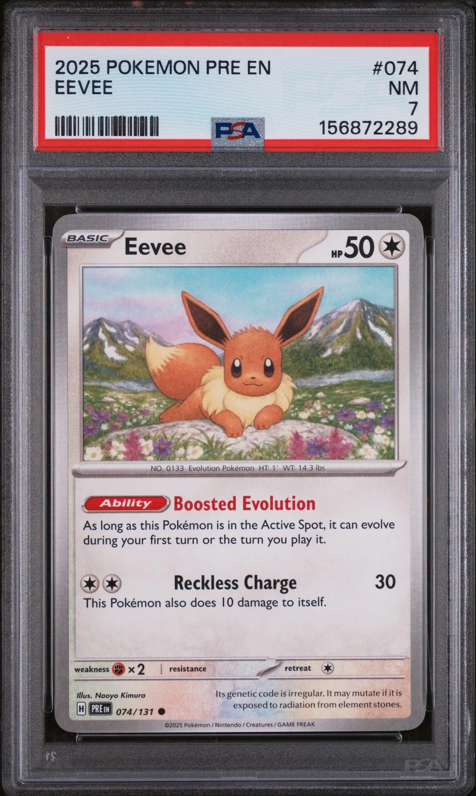 2025 POKEMON PRE EN-PRISMATIC EVOLUTIONS #074 EEVEE PSA 7