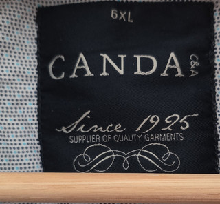 Canda C&A Klassisches Herrenhemd 6XL blau/weiß gepunktet Kurzarm Kragen