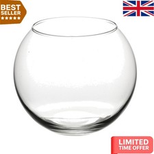 Elegant 16cm Round Glass Fish Bowl - Ideal for Bettas & Goldfish, Versatile D...