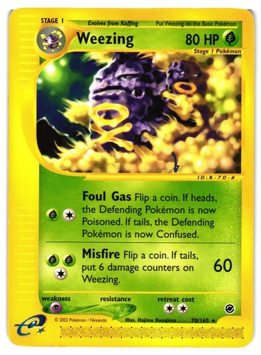 Pokemon TCG Weezing 70/165 Rare Expedition Base Set HP/DMG