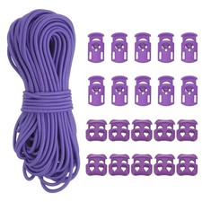 Cord Locks, Elastic Cord, Spring Toggle Stopper Slider 50 ft  Purple