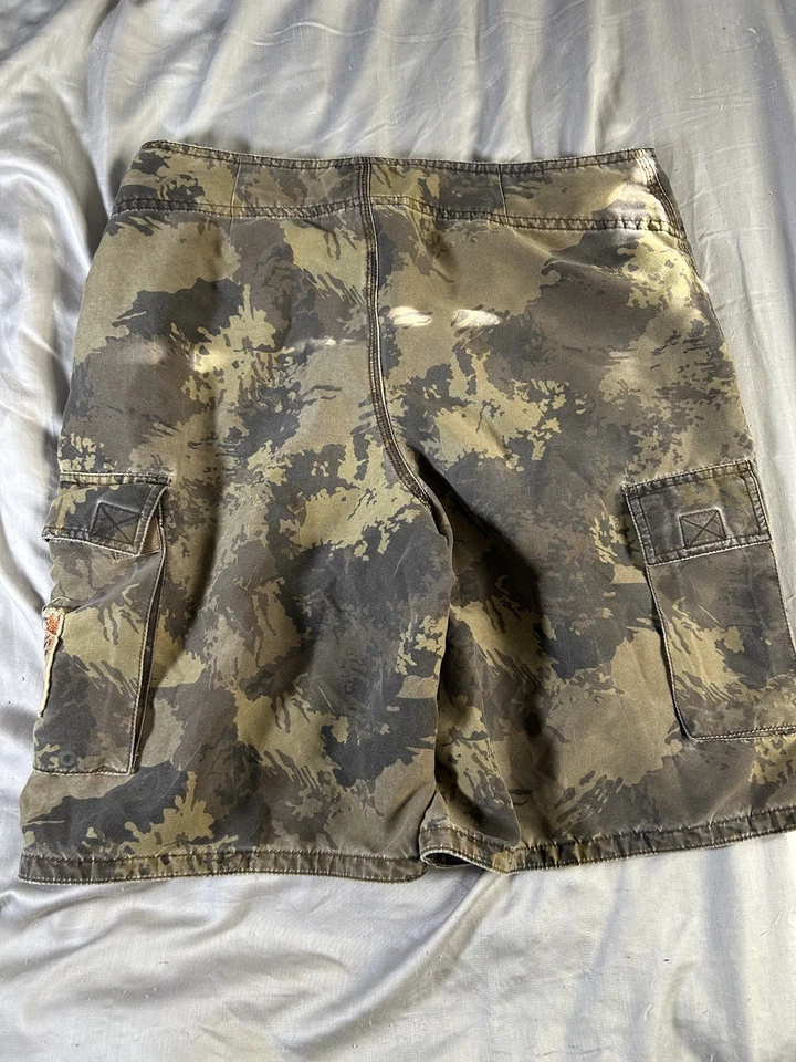Pantalones Cortos De Colección Mossimo Para Hombres 32 Verde Camuflaje Desteñido Y2K Carga Utilidad Natación  Foto 4 de 4