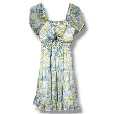 MADDEN NYC size medium summer floral dress on off shoulder padded keyhole front